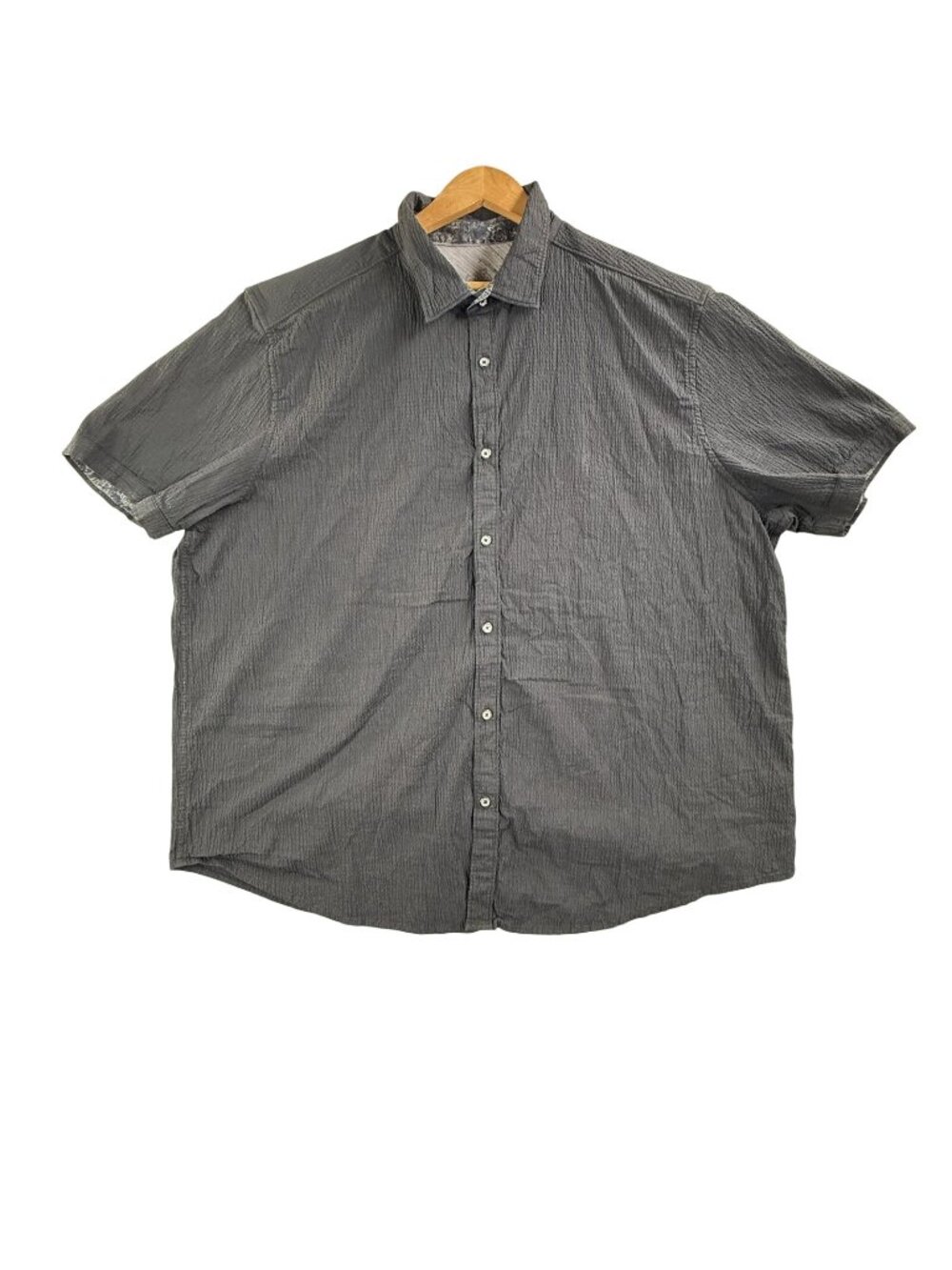 Robert Graham Shirt Mens 4XL Black Seersucker Stretch Short Sleeve Button-Up